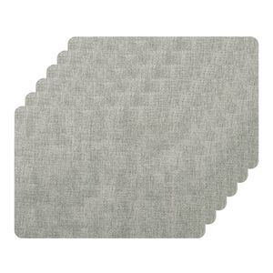 6 Set Heat Resistant Waterproof Dining PU Place Mats 17x12 inch Light Grey